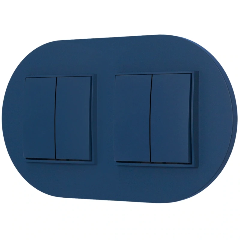 Dwa włączniki podwójne z ramką okrągłą seria MINI kolor navy blue