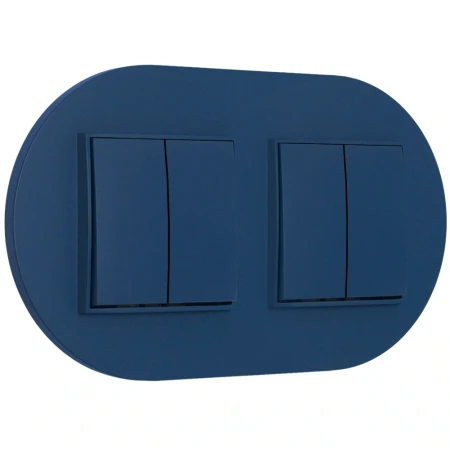 Dwa włączniki podwójne z ramką okrągłą seria MINI kolor navy blue