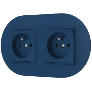 Dwa gniazda pojedyncze z ramką okrągłą seria MINI kolor navy blue