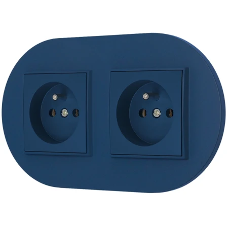 Dwa gniazda pojedyncze z ramką okrągłą seria MINI kolor navy blue