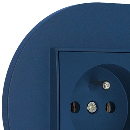 Dwa gniazda pojedyncze z ramką okrągłą seria MINI kolor navy blue
