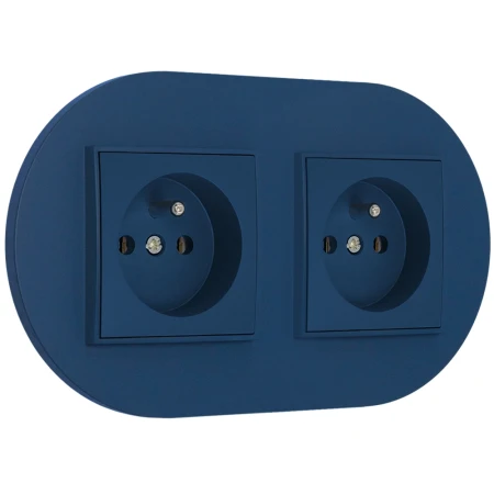 Dwa gniazda pojedyncze z ramką okrągłą seria MINI kolor navy blue