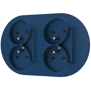 Dwa gniazda podwójne z ramką okrągłą seria MINI kolor navy blue