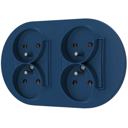 Dwa gniazda podwójne z ramką okrągłą seria MINI kolor navy blue