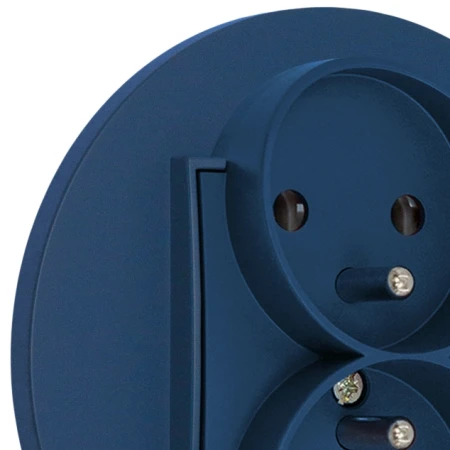 Dwa gniazda podwójne z ramką okrągłą seria MINI kolor navy blue