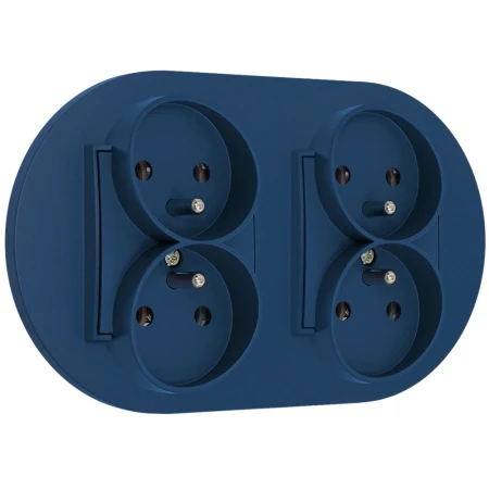 Dwa gniazda podwójne z ramką okrągłą seria MINI kolor navy blue