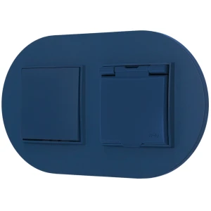Włącznik pojedynczy z gniazdem hermetycznym z ramką okrągłą seria MINI kolor navy blue