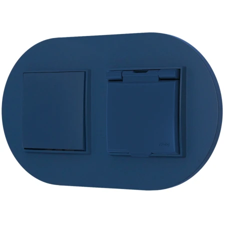 Włącznik pojedynczy z gniazdem hermetycznym z ramką okrągłą seria MINI kolor navy blue