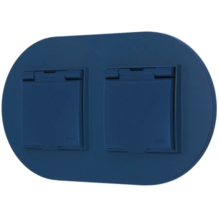 Dwa gniazda hermetyczne do łazienki z ramką okrągłą seria MINI kolor navy blue