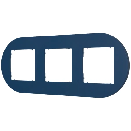 Włącznik podwójny i dwa gniazda pojedyncze z ramką okrągłą seria MINI kolor navy blue