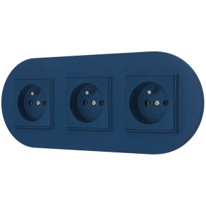 Trzy gniazda pojedyncze z ramką okrągłą seria MINI kolor navy blue