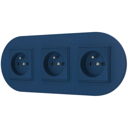 Trzy gniazda pojedyncze z ramką okrągłą seria MINI kolor navy blue