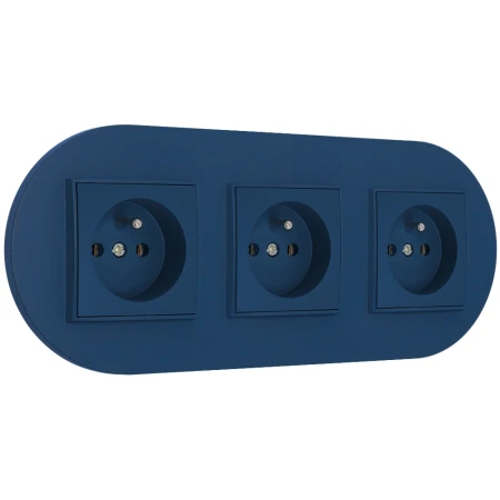Trzy gniazda pojedyncze z ramką okrągłą seria MINI kolor navy blue