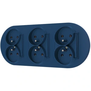Trzy gniazda podwójne z ramką okrągłą seria MINI kolor navy blue