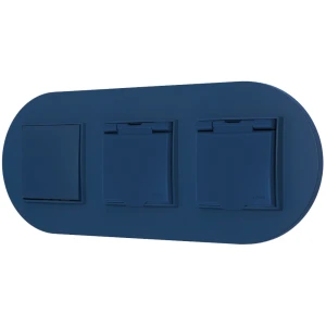 Włącznik pojedynczy i dwa gniazda hermetyczne z ramką okrągłą seria MINI kolor navy blue