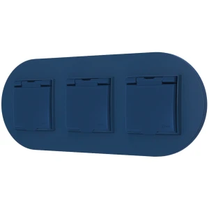 Trzy gniazda hermetyczne z ramką okrągłą seria MINI kolor navy blue
