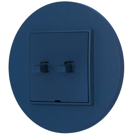 Włącznik podwójny w stylu USA ramka okrągła seria Mini kolor navy blue