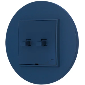 Włącznik schodowy podwójny w stylu USA ramka okrągła seria Mini kolor navy blue