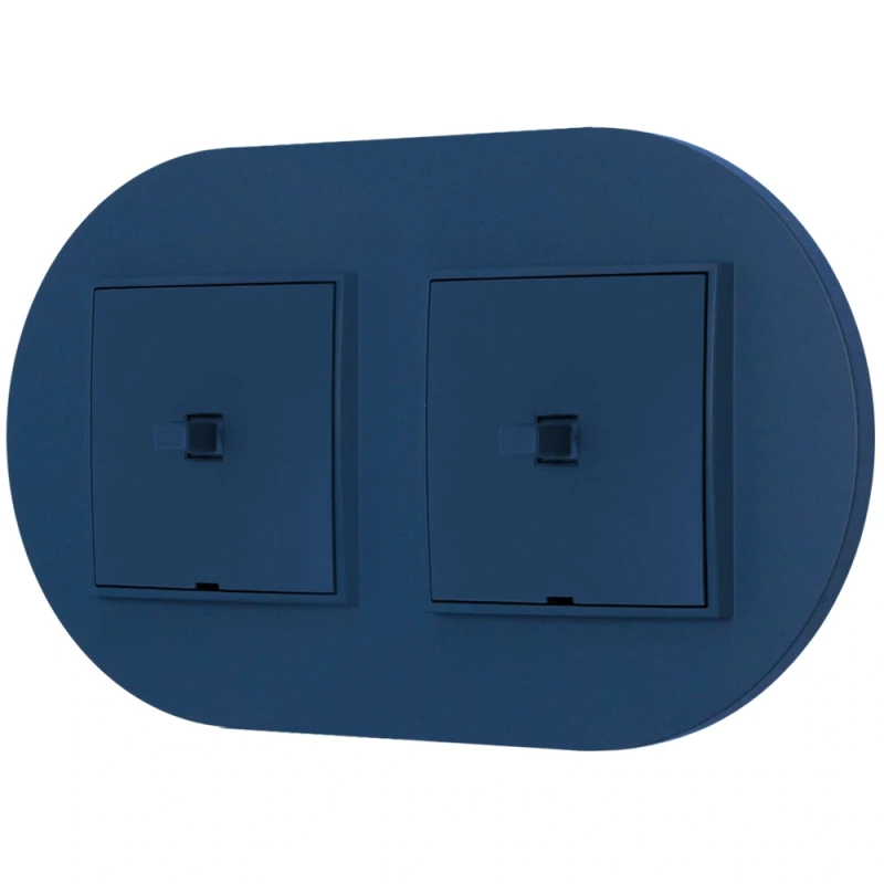 Dwa włączniki pojedyncze w stylu USA ramka okrągła seria Mini kolor navy blue