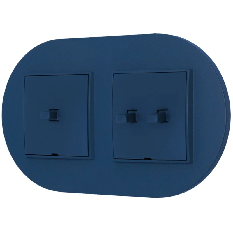 Włącznik pojedynczy i podwójny w stylu USA ramka okrągła seria Mini kolor navy blue