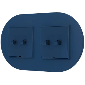 Dwa włączniki podwójne w stylu USA ramka okrągła seria Mini kolor navy blue