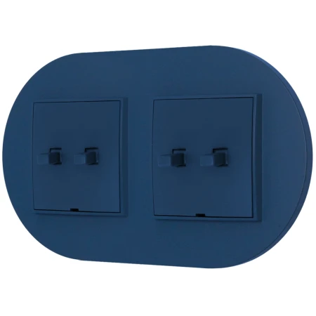 Dwa włączniki podwójne w stylu USA ramka okrągła seria Mini kolor navy blue