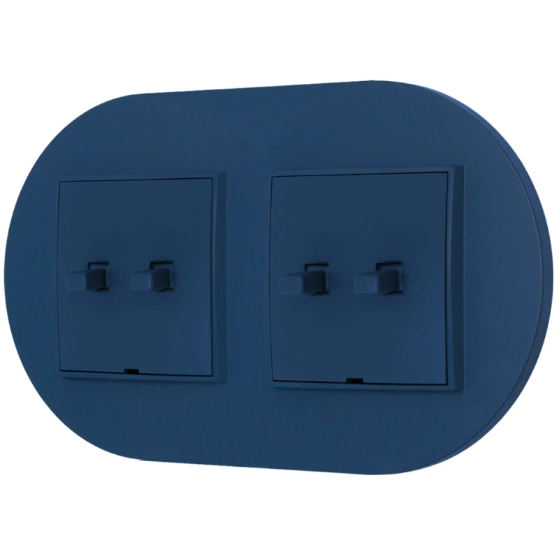 Dwa włączniki podwójne w stylu USA ramka okrągła seria Mini kolor navy blue