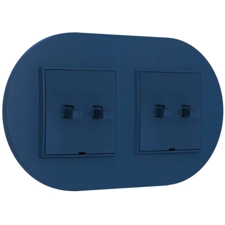 Dwa włączniki podwójne w stylu USA ramka okrągła seria Mini kolor navy blue