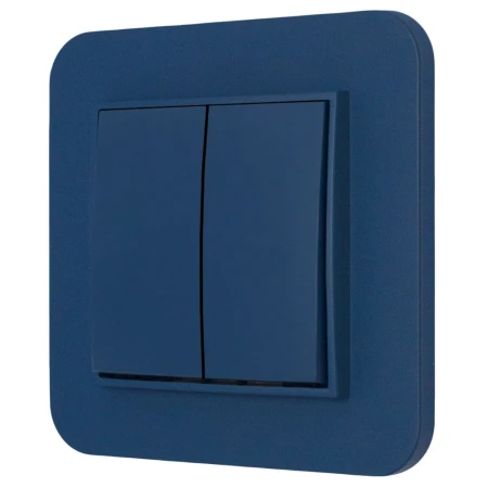 Włącznik podwójny z ramką zaokrągloną seria MINI kolor navy blue