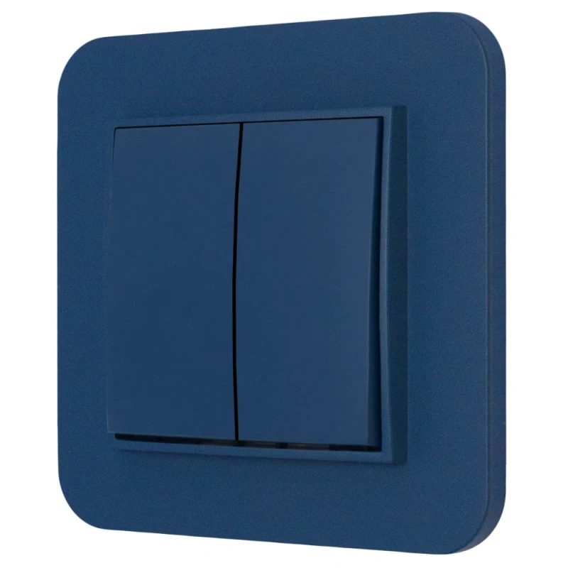 Włącznik podwójny z ramką zaokrągloną seria MINI kolor navy blue