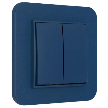 Włącznik podwójny z ramką zaokrągloną seria MINI kolor navy blue