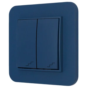 Włącznik schodowy podwójny z ramką zaokrągloną seria MINI kolor navy blue