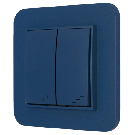 Włącznik schodowy podwójny z ramką zaokrągloną seria MINI kolor navy blue