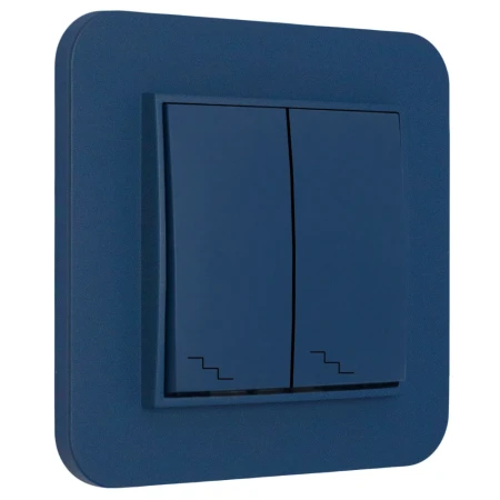Włącznik schodowy podwójny z ramką zaokrągloną seria MINI kolor navy blue