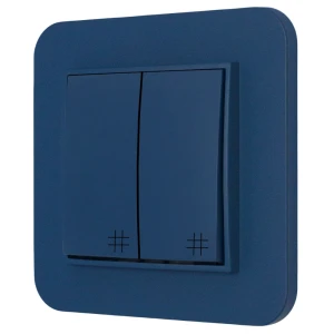 Włącznik krzyżowy podwójny z ramką zaokrągloną seria MINI kolor navy blue