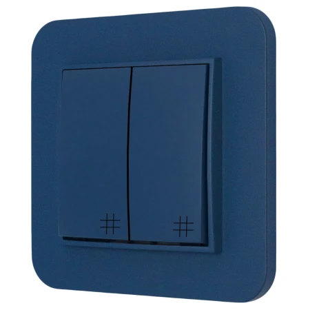 Włącznik krzyżowy podwójny z ramką zaokrągloną seria MINI kolor navy blue