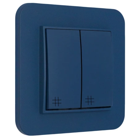 Włącznik krzyżowy podwójny z ramką zaokrągloną seria MINI kolor navy blue