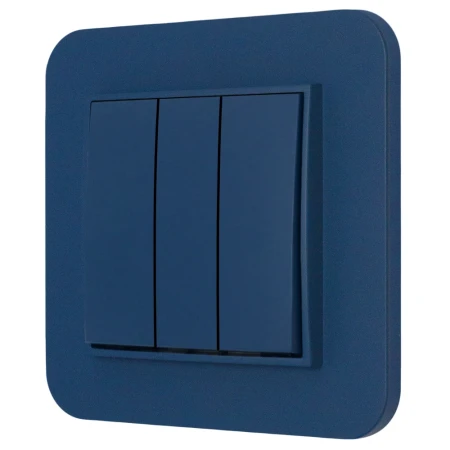 Włącznik potrójny z ramką zaokrągloną seria MINI kolor navy blue