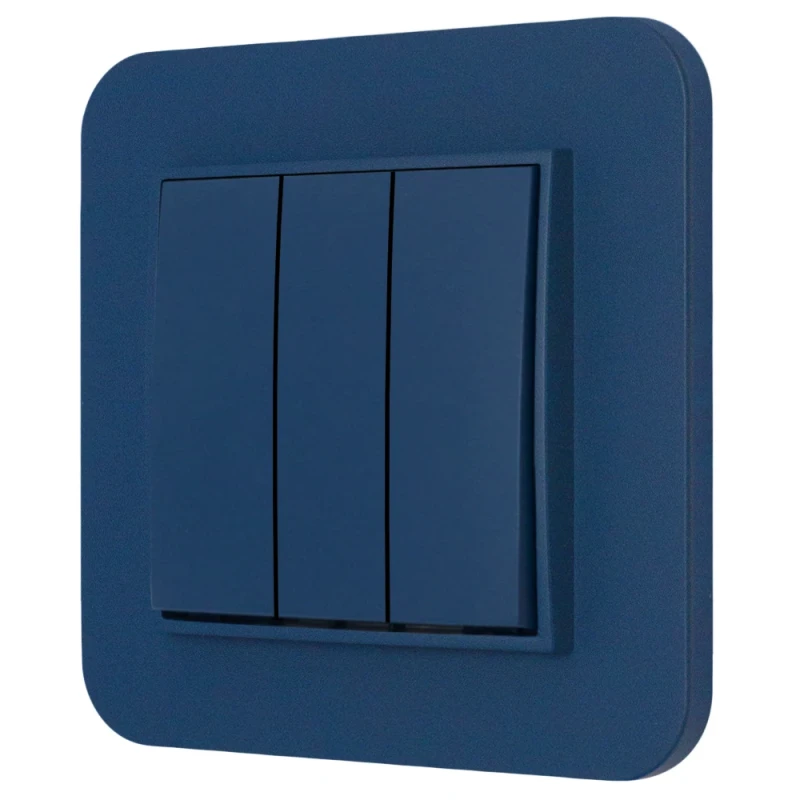 Włącznik potrójny z ramką zaokrągloną seria MINI kolor navy blue