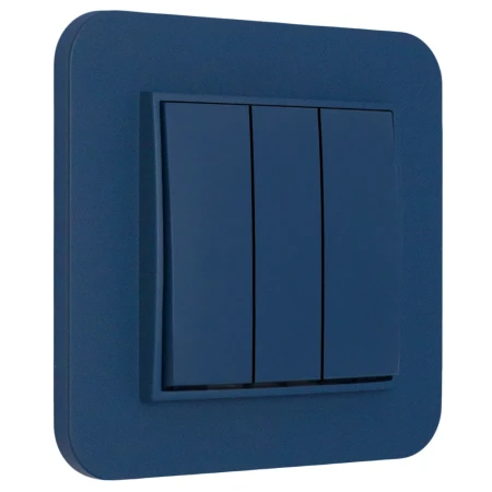 Włącznik potrójny z ramką zaokrągloną seria MINI kolor navy blue