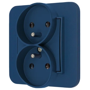 Gniazdo podwójne z ramką zaokrągloną seria MINI kolor navy blue