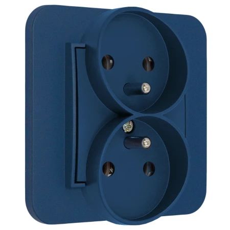 Gniazdo podwójne z ramką zaokrągloną seria MINI kolor navy blue