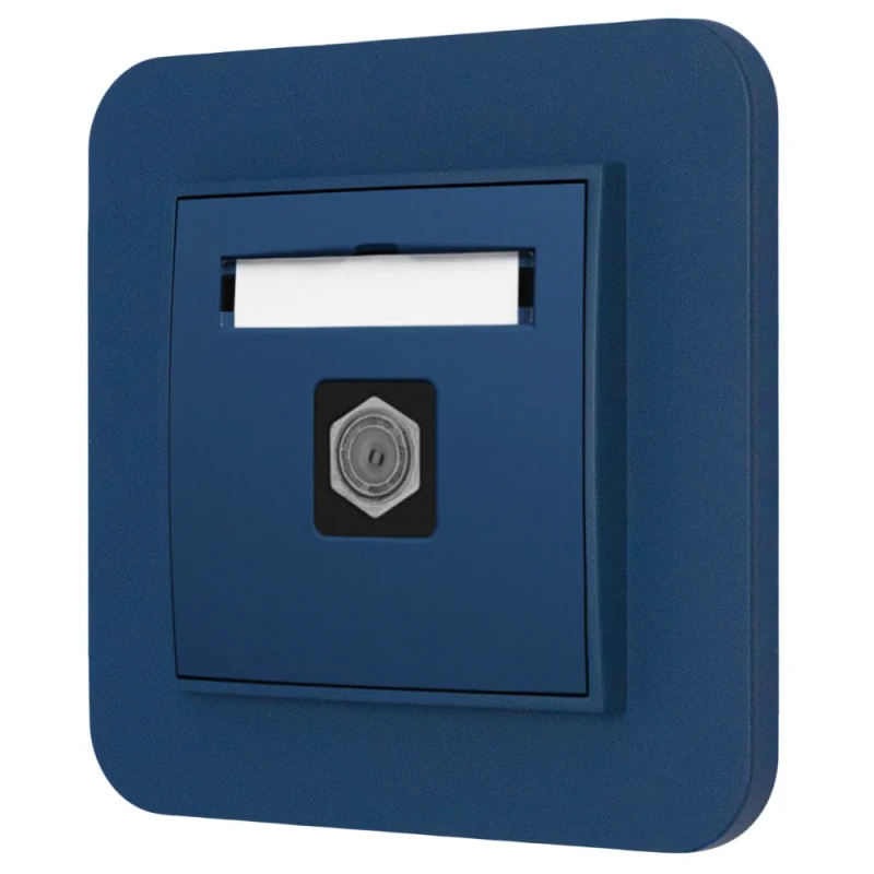 Gniazdo antenowe 1x z ramką zaokrągloną seria MINI kolor navy blue