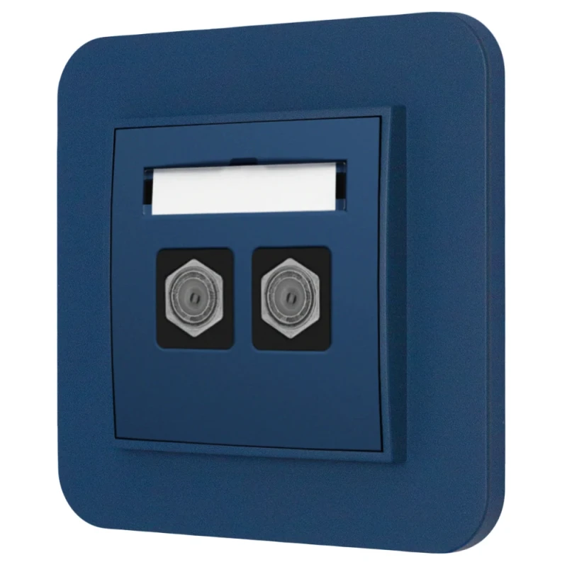Gniazdo antenowe 2x z ramką zaokrągloną seria MINI kolor navy blue