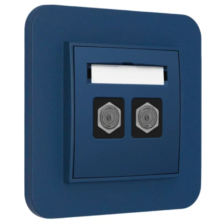 Gniazdo antenowe 2x z ramką zaokrągloną seria MINI kolor navy blue