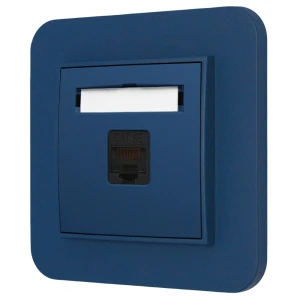 Gniazdo internetowe rj45 1x z ramką zaokrągloną seria MINI kolor navy blue