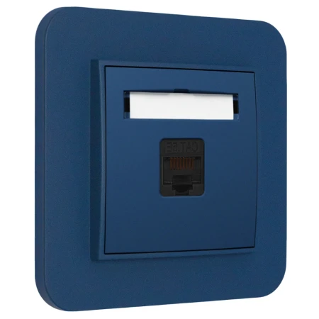 Gniazdo internetowe rj45 1x z ramką zaokrągloną seria MINI kolor navy blue