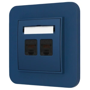 Gniazdo internetowe rj45 2x z ramką zaokrągloną seria MINI kolor navy blue