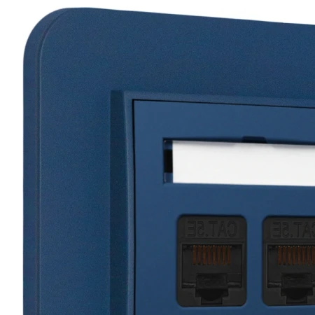 Gniazdo internetowe rj45 2x z ramką zaokrągloną seria MINI kolor navy blue