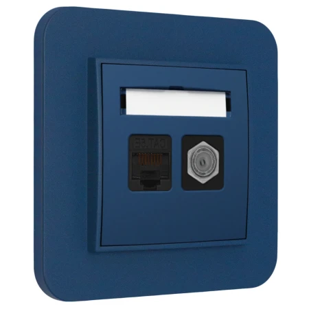 Gniazdo rj45/antenowe z ramką zaokrągloną seria MINI kolor navy blue